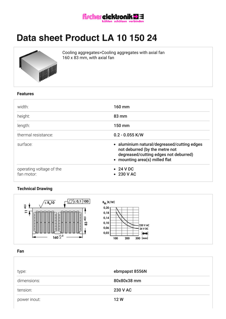 LA-10-150-24 | 軸流ファン付きヒートシンク |Fischer Elektronik