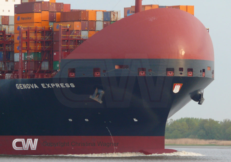 Bow-Windshieldt der Genova Express, Hapag-Lloyd-Hamburg Express Klasse