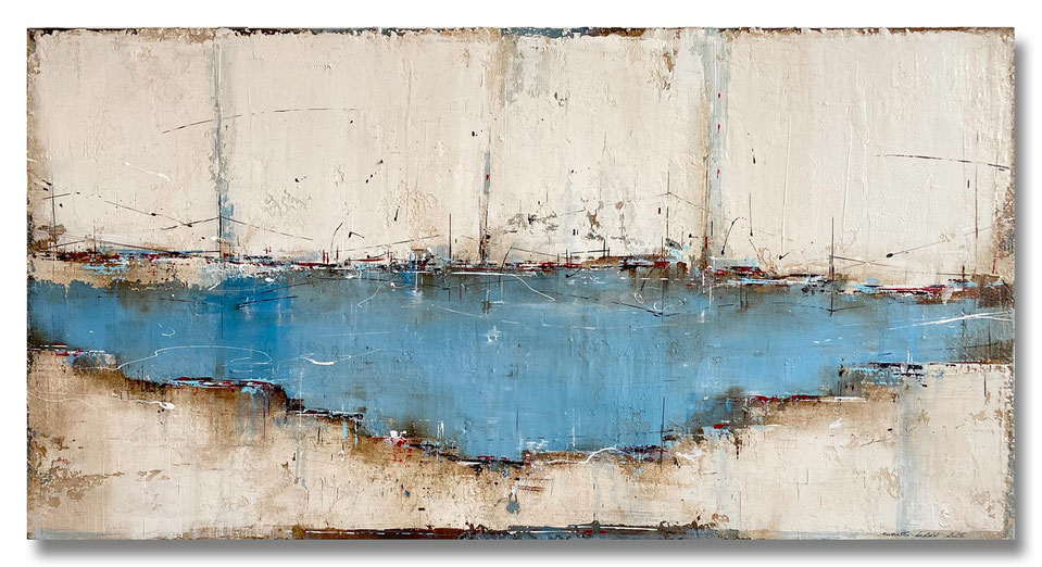 meintkebehder, dialog, stumm, abstrakt, malerei, painting, landschaft, bodden, ostsee, abstract, lanschaftsmalerei, landscape, meer, nordsee, wasser, mischtechnik, acryl, oel, bilder, leinwand, canvas, marmormehl, spachteltechnik, schichtenmalerei