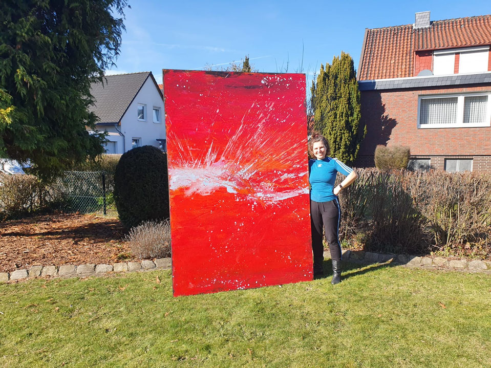 rotes abstraktes großes Bild
