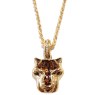 Collana Ciondolo da donna testa di pantera in oro giallo 18 KT con zirconi