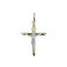 CIONDOLO CROCE CROCIFISSO IN ORO GIALLO E BIANCO BICOLORE 18 KT 750/000