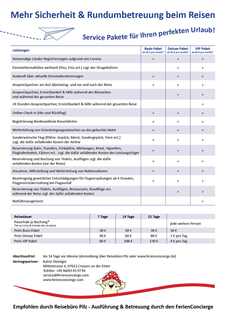Service Pakete Reisebüro Pilz Weimar