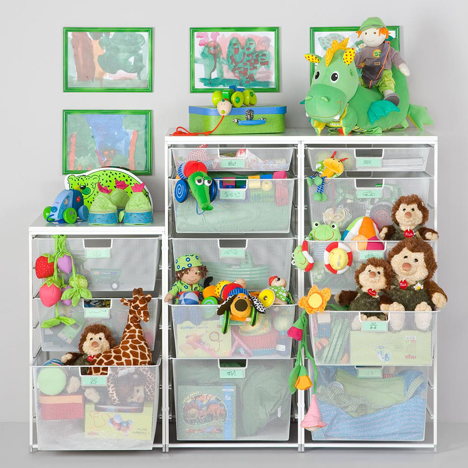 Elfa Korbsystem, Korbregal freistehend - Garageneinrichtung