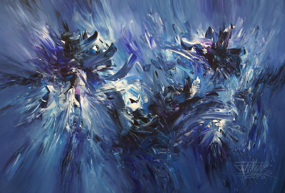 Blue artwork - large abstract painting art for sale