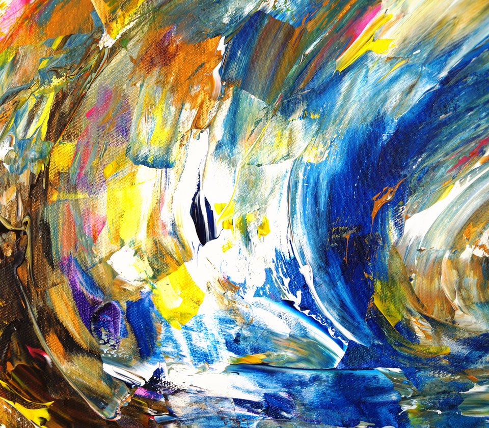 Yellow And Blue Abstraction L 1 - large abstract painting art for sale