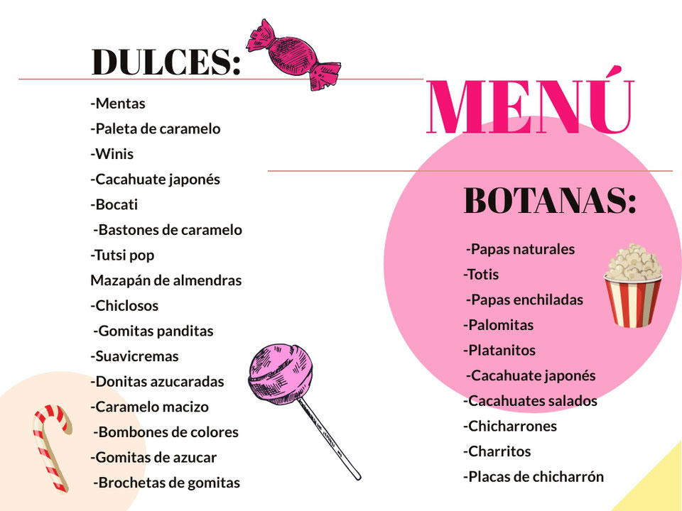 Lista de dulces ᐅ Las más Elegantes Mesas de Dulces ️ Lista de dulces ᐅ Las más Elegantes Mesas de Dulces ️