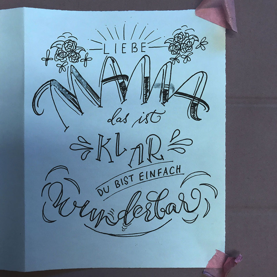 Muttertagskarte Handlettering kostenloser Download und DIY Event