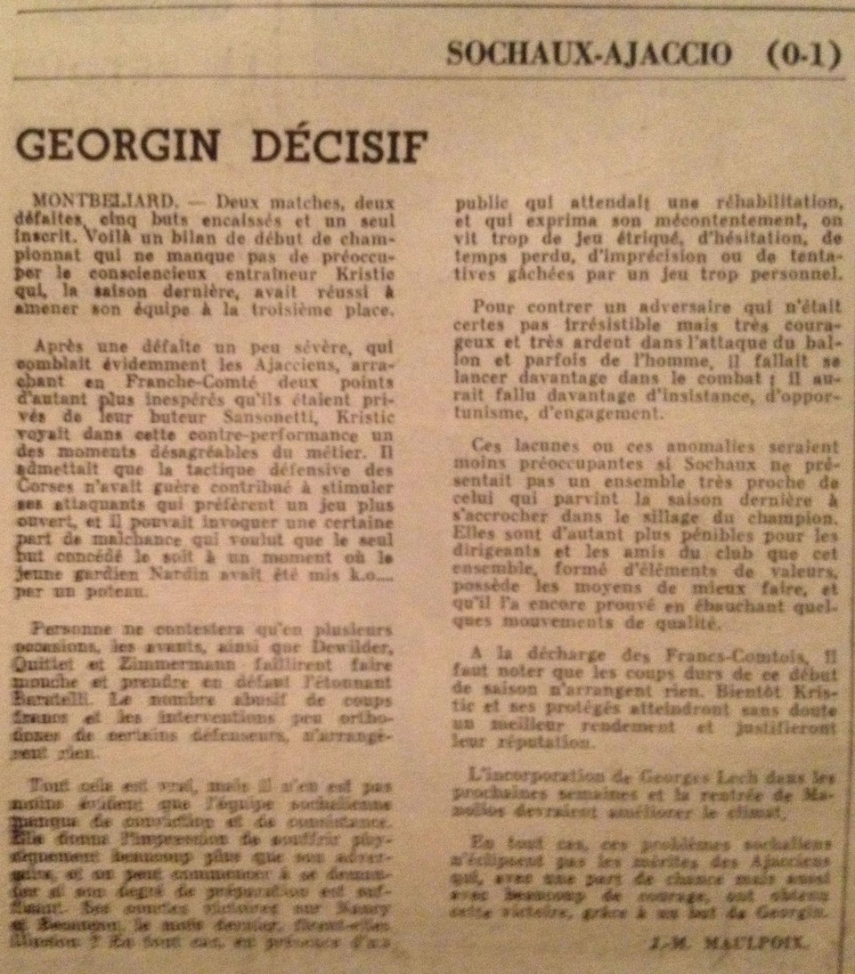 SAISON 19681969 corse football!