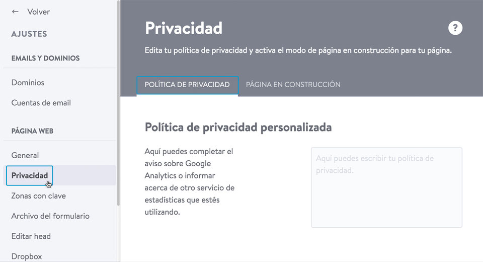 política de privacidad pá de ayuda de jimdo politica de privacidad