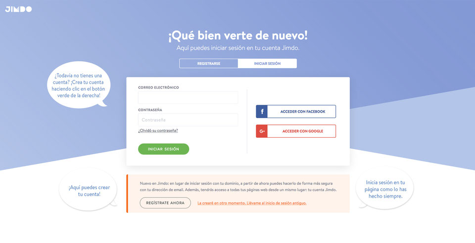 Con tu cuenta Jimdo puedes acceder a todas tus páginas web desde un mismo lugar