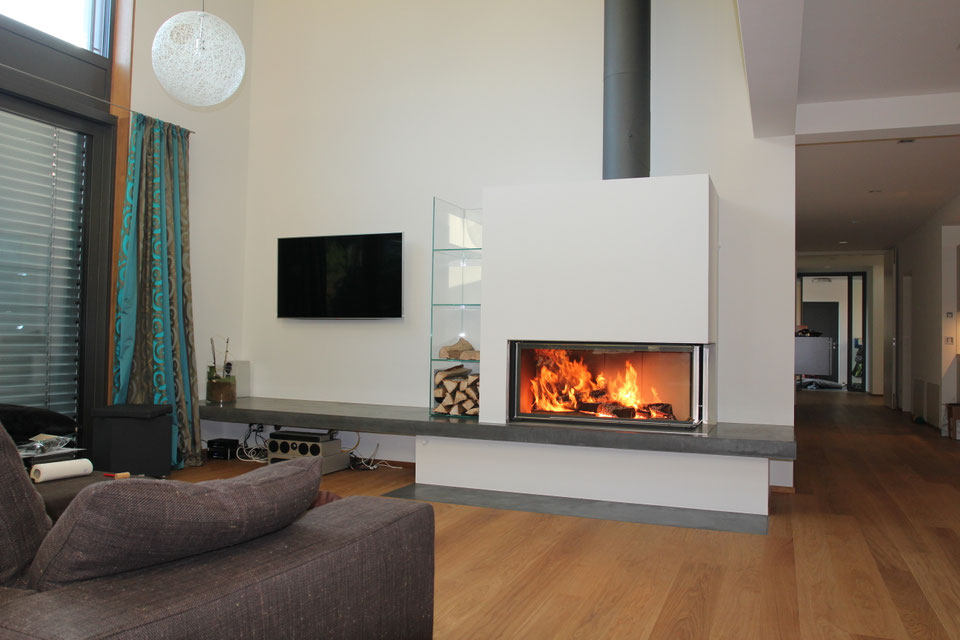 Beton Kaminverkleidungn oder Kaminbänke aus Beton ergänzen Ihre