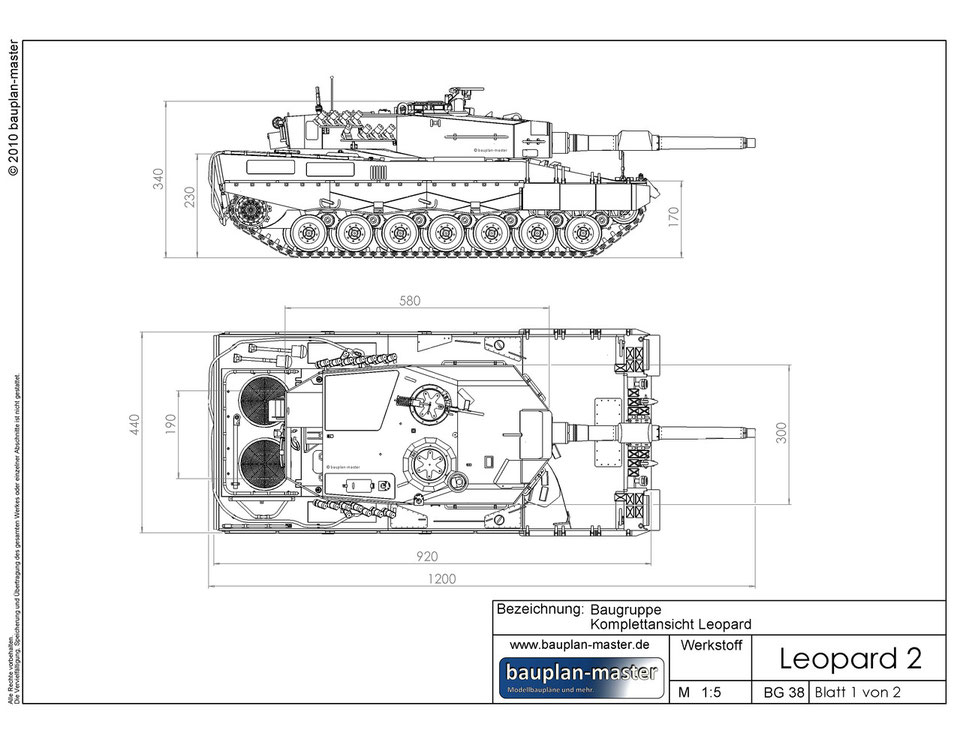 Modellbauplan Leopard 2A4 im Maßstab 18 bauplanmaster