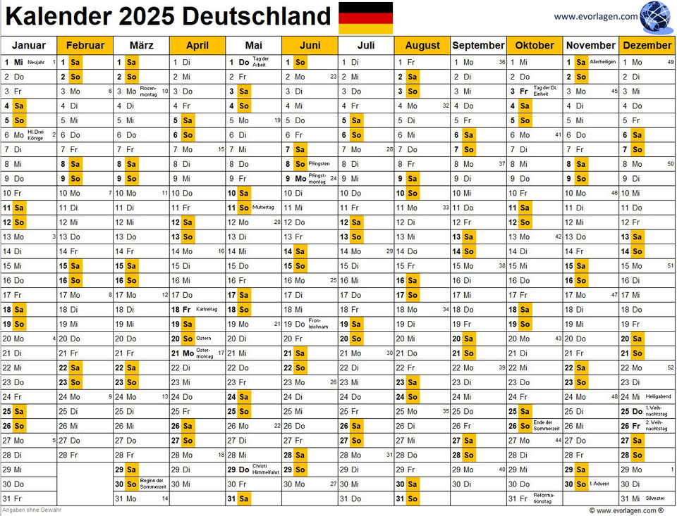 Kalender 2025 - evorlagen
