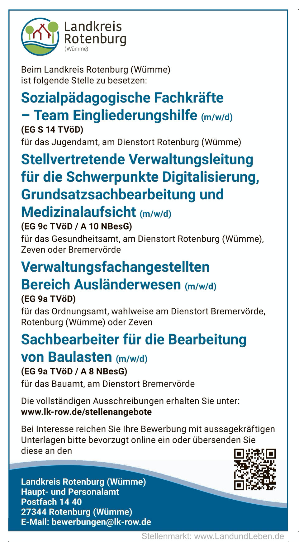 4 aktuelle Stellenangebote beim Landkreis ROW: Für Rotenburg ...