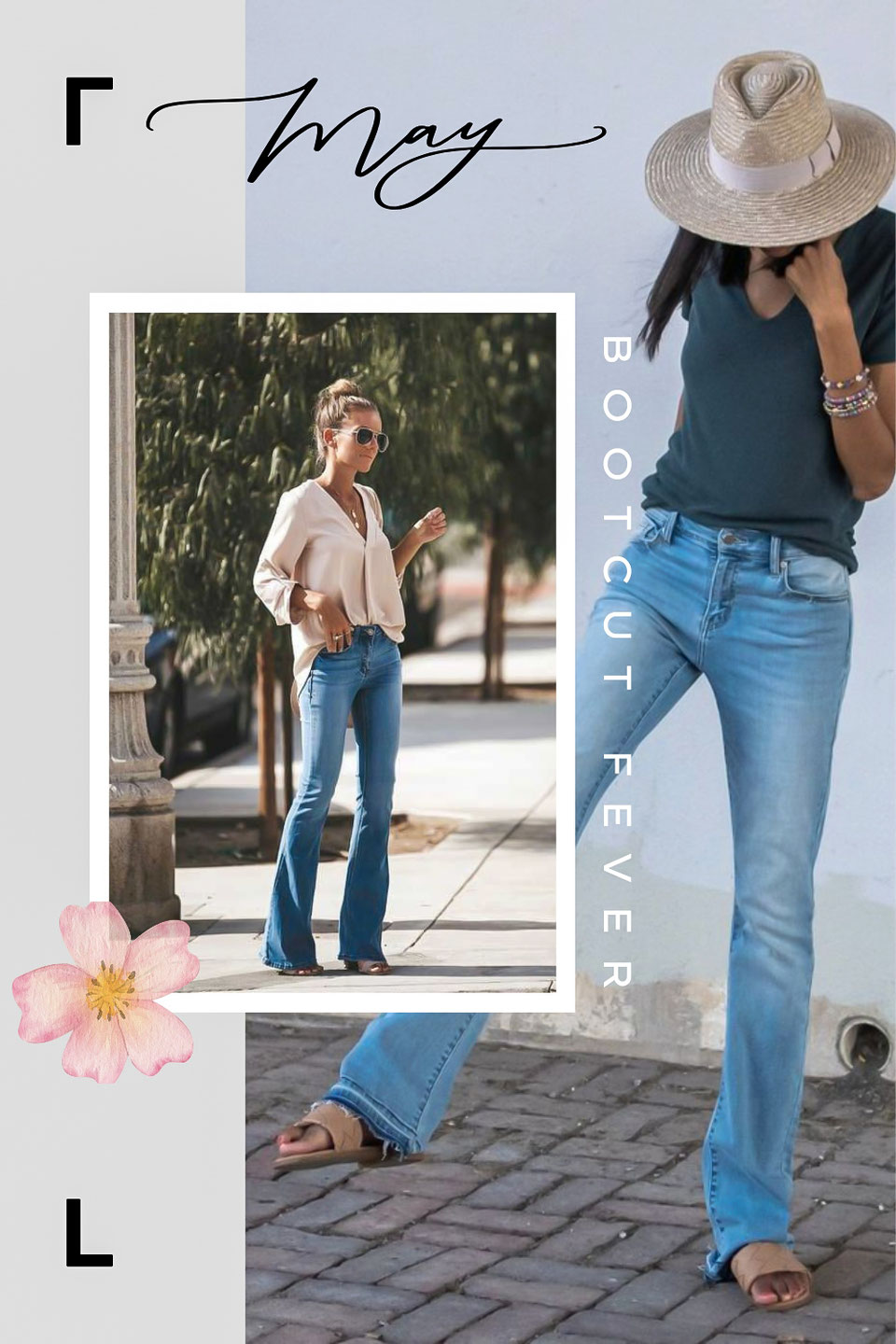 May Inspo: Bootcut Fever Bootcut-Jeans tragen Modeprofis jetzt am liebsten mit coolen Shirts, hippen Blusen im Boho Stil oder flachen Schlappen - Hauptsache lässig | Hot Port Life & Style Fashion & Trends Blog