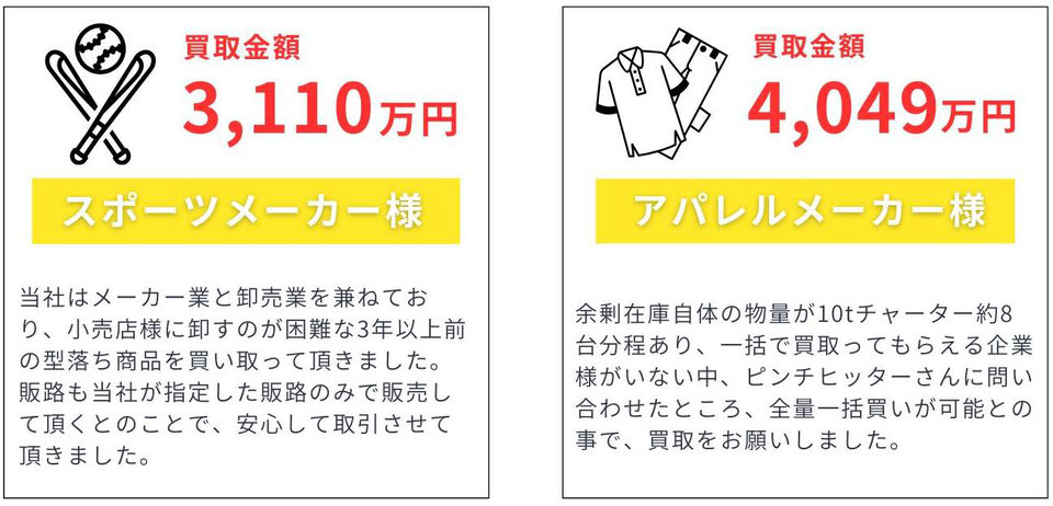 アパレルメーカーの声：余剰在庫をスピード現金化でき安心しました