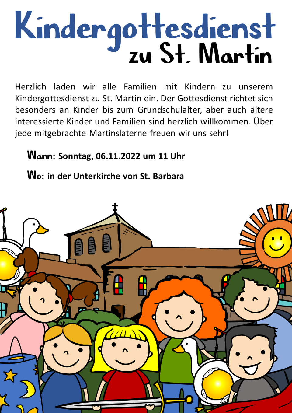 Kindergottesdienst zu St. Martin - Kirchort St. Barbara