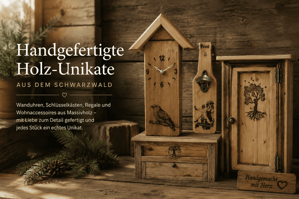 Handgefertigte Möbel und Dekorationsartikel aus Holz im Landhaus Schwarzwaldstil