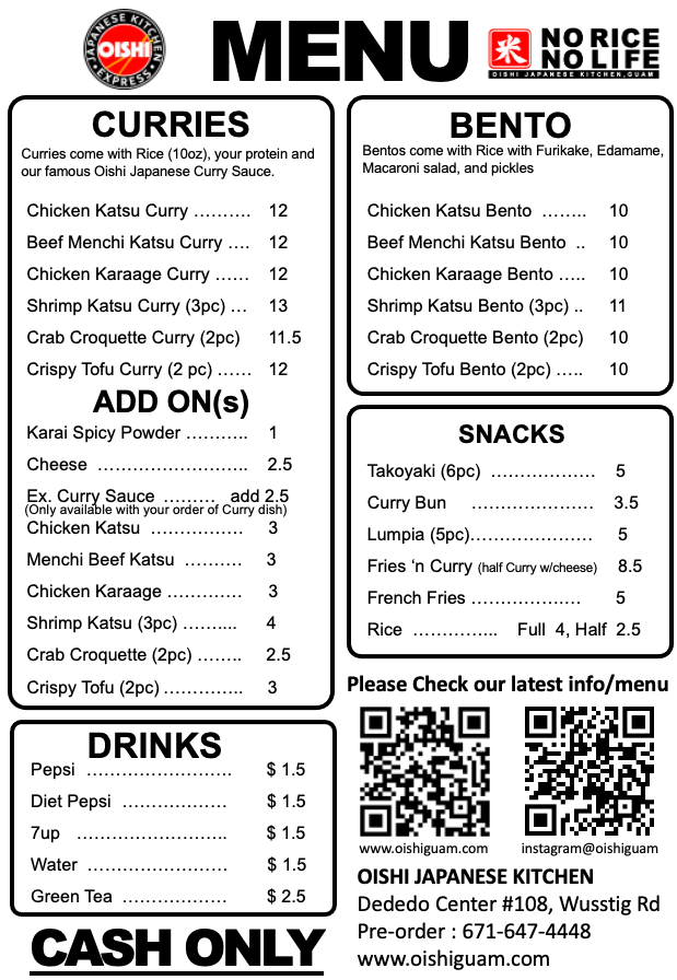 House OISHI CURRY HOUSE Only Japanese Curry House on Guam