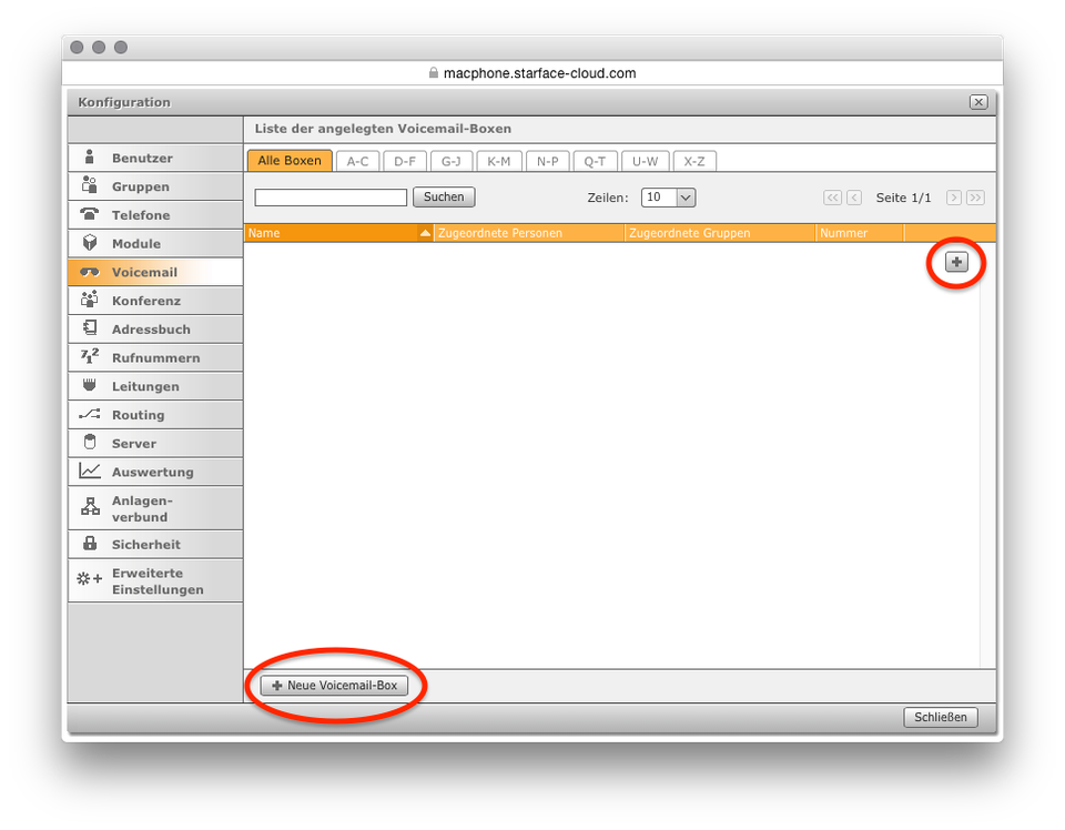 Voicemail einrichten macphone.de STARFACE in der Cloud