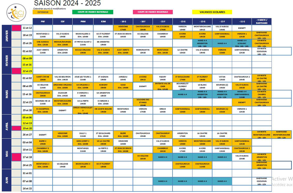 Calendrier des matchs - Site de l'Avenir Club Issoudun Handball