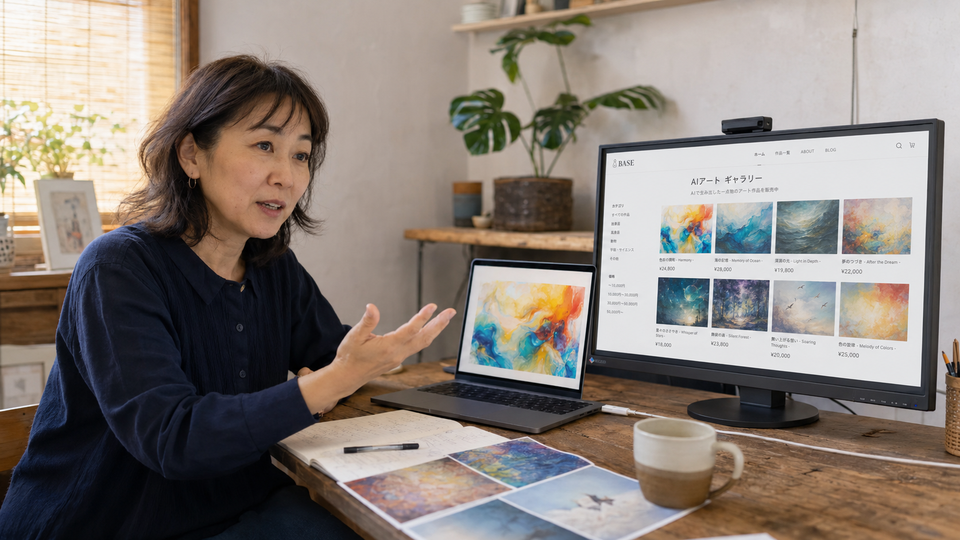 AIアート講座を自宅で学ぶ様子