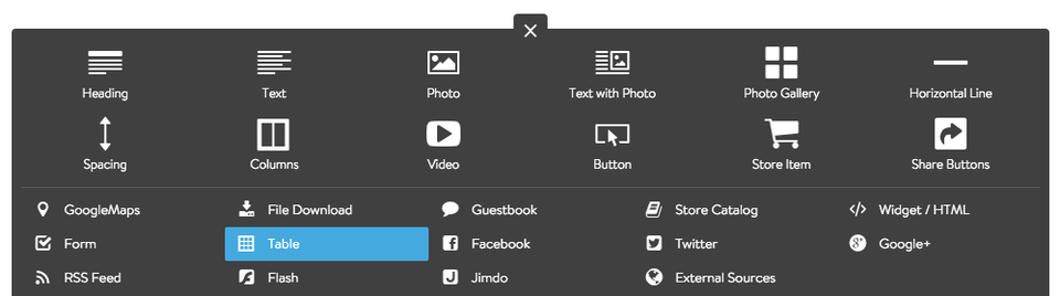 Add a table element