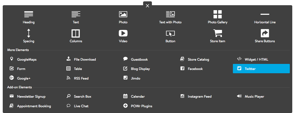 Add Twitter Element