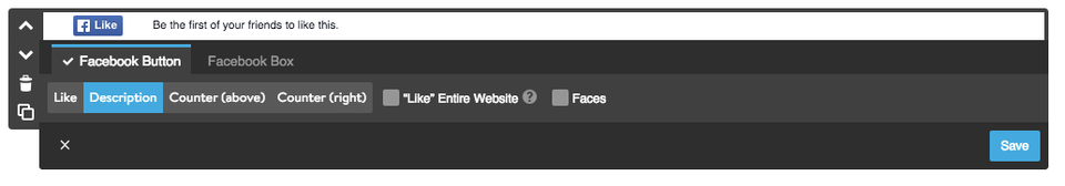 Facebook Button Settings