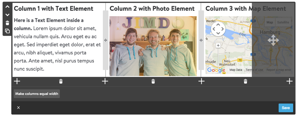 Example using three columns