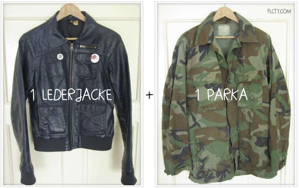 DIY-Jacke mit Lederärmeln: Lederjacke + Parka