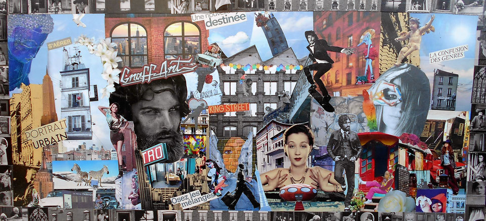 tableau personnalisé, collage "Portrait urbain"