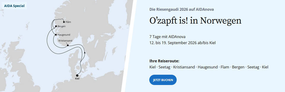 Oktoberfest 2026 auf AIDAnova jetzt günstig buchen | bis 300 Euro Frühbucher-Rabatt pro Kabine sichern beim Reisebüro Reiselotsen Hamburg