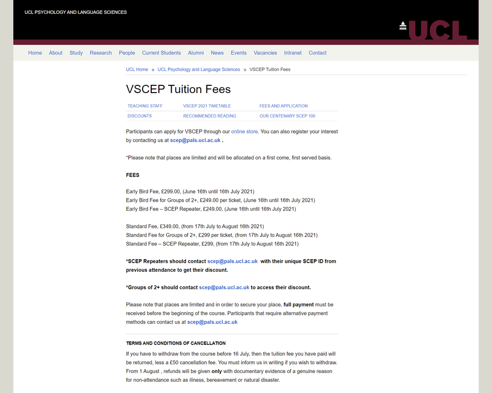 VSCEP fees