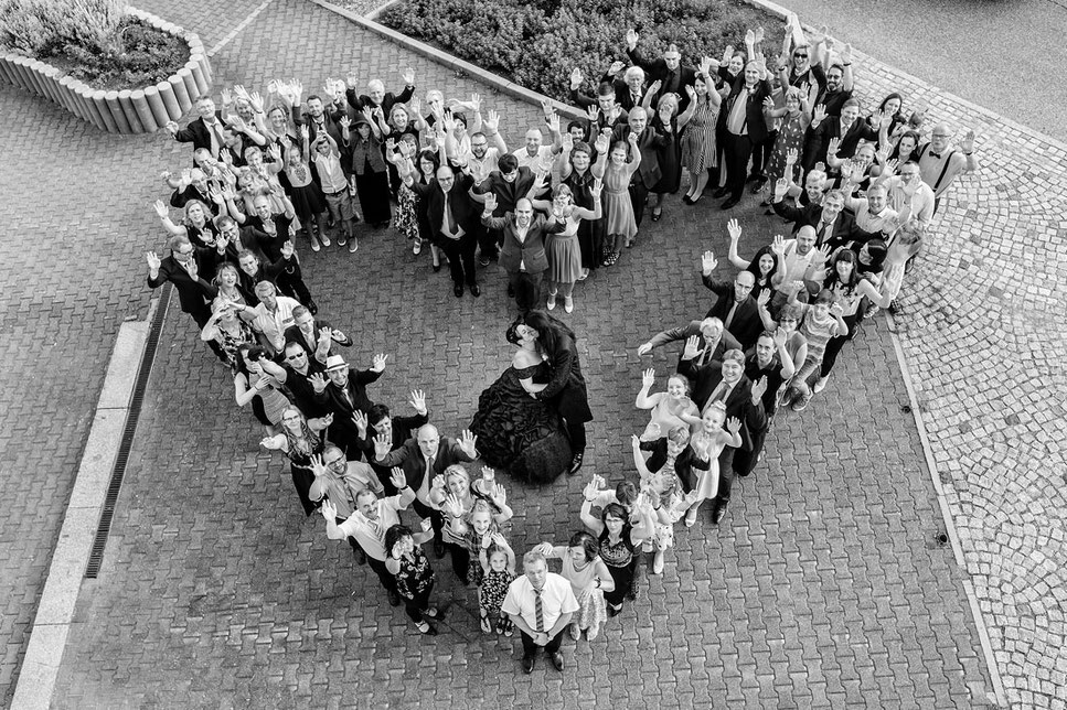 Einmal auf´s Dach vom Sächsischen Haus, Gruppenfotos zur Hochzeit 