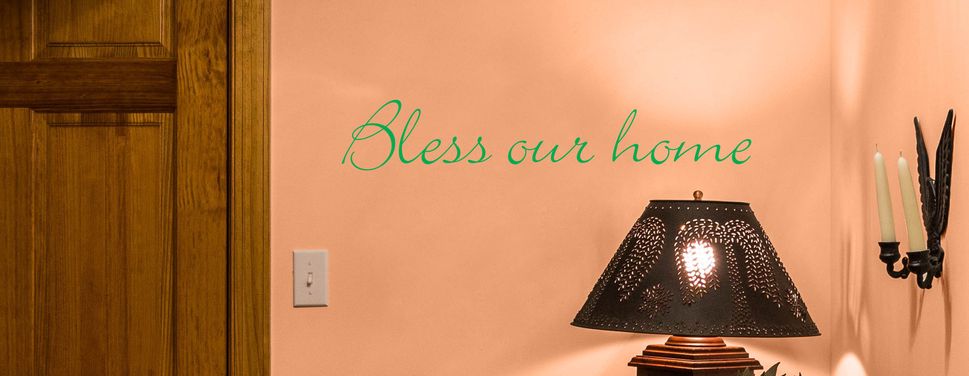 Bless our home, wall art decal, this design comes in many colours and different sizes at www.wallartcompany.co.uk