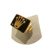 Anello uomo con corona onice e zirconi in oro giallo 18Kt  