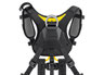 Die schmalen Gurtbänder am Rücken des Petzl Volt