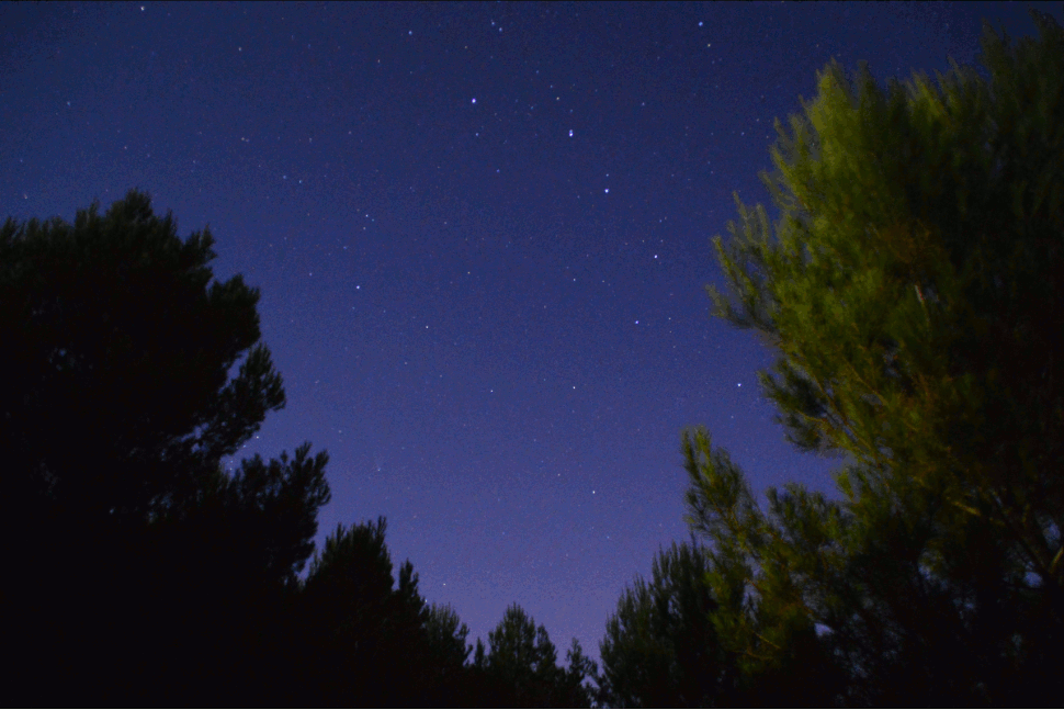 gif con una foto del cometa y una imagen de Stellarium de la misma zona del cielo.