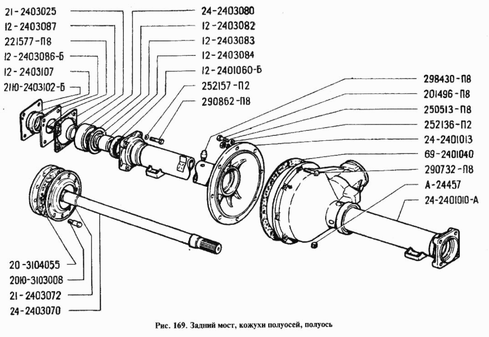 Achsrohre und Steckachsen GAZ 24, GAZ 2401, GAZ 2410, GAZ 24-02 Wolga.  Rear Axle and Tube Half shaft GAS 24, GAS 2401, GAS 24-10, GAS 2402 Volga.  Задний мост, кожухи полуосей, полуось ГАЗ 24, ГАЗ 2401, ГАЗ 24-10, ГАЗ 24-02 Волга.  