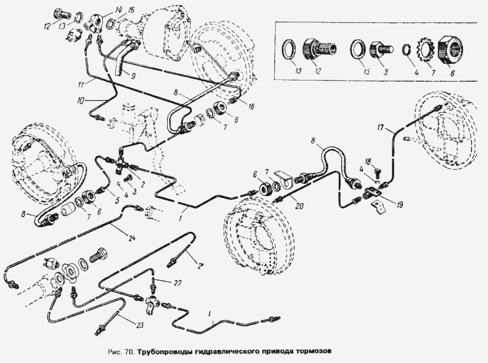 Bremsleitungen und Bremsschläuche Moskwitch Moskwich Mosi 412/2140. Brake pipes and brake hoses Moskvich Moskvitch 412&2140. Трубопроводы гидравлического привода системы тормозов (тормозной системы) автомобиля Москвич 412/2140.