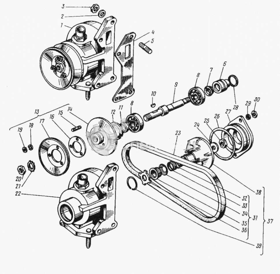 236-1307010-А3 (236-1307010-A3) Wasserpumpe Motor JAMZ (YAMZ) 236, 238. Waterpump engine JAMS (YAMS) 236, 238. Водяная помпа (насос) Двигатель ЯМЗ-236, 238.