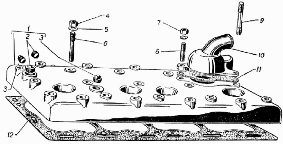 Zylinderkopf GAZ 69, GAZ 69A, GAZ M-20 Pobeda, GAZ M-72, FSO М-20 Warszawa.   Cylinder head GAS 69, GAS 69A, GAZ M20 Pobeda, GAZ M72, FSO М20 Warszawa.  Головка цилиндров ГАЗ 69, 69А, ГАЗ-М20 Победа, ГАЗ М-72, ФСО М20 Варшава. 