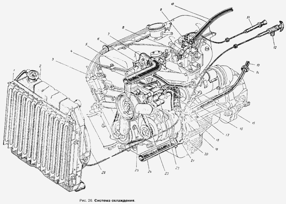 Kühlsystem Motor Moskwitsch Moskwitch Moskwich Mosi 412 / 2140 / 2137,  ISCH Izh 2715 / 427 / 434. Cooling system Moskvich Moskvitch 412 / 2140 / 2137, Izh 2715 / 427 / 434. Система охлаждения двигателя 412 / 2140 / 2137, ИЖ 2715 / 427 / 434.