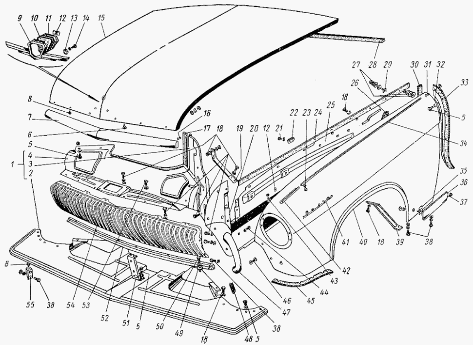 Ersatzteile Kuhlergrill Vordere Kotflugel Motorhaube Gaz 21 Gaz