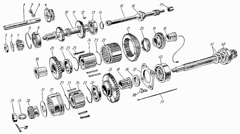 Innenteile Schaltgetriebe (Getriebe) ZAZ 965 „der Bucklige“Saporoshez Yalta.  Spare parts Gearbox inner SAS 965.  Детали коробки передач ЗАЗ-965 "горбатый" Запорожець Запорожец Ялта. 
