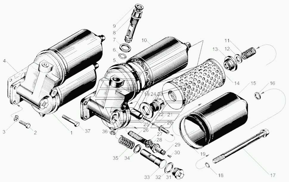 Ölfilter grob Motor Jamz 240 (JaMZ-240. Primary oil filter engine YaMZ YaMZ-240. Масляный фильтр грубой очистки двигателя (мотора) ЯМЗ ЯМЗ-240.