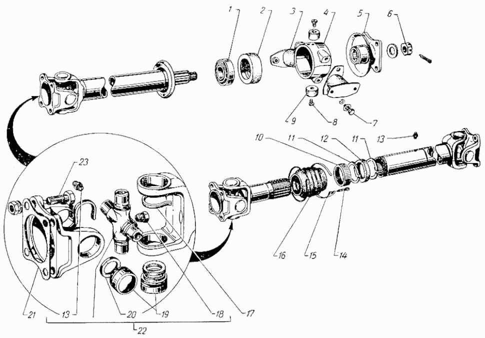 Kardanwellen GAZ-M21 Wolga. Propshafts GAS M-21 Volga. Карданные валы ГАЗ  М21 Волга.