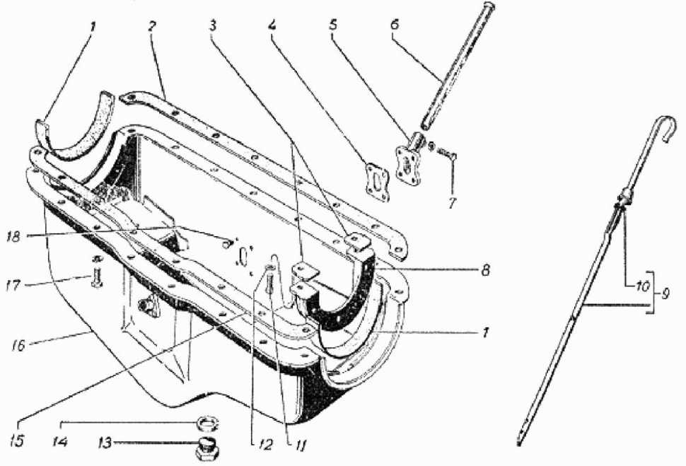 Ölwanne GAZ 69, GAZ 69A. Oil sump GAS 69, GAS 69A. Масляный картер ГАЗ 69, ГАЗ 69А. 